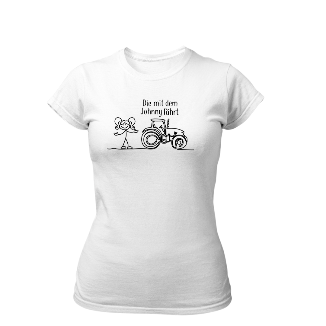Die mit dem Johnny fährt | Premium T Shirt Frauen
