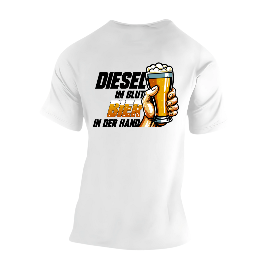 Diesel im Blut Bier in der Hand Rückseite | Premium T Shirt