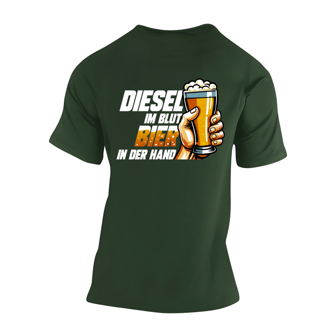Diesel im Blut Bier in der Hand Rückseite | Premium T Shirt