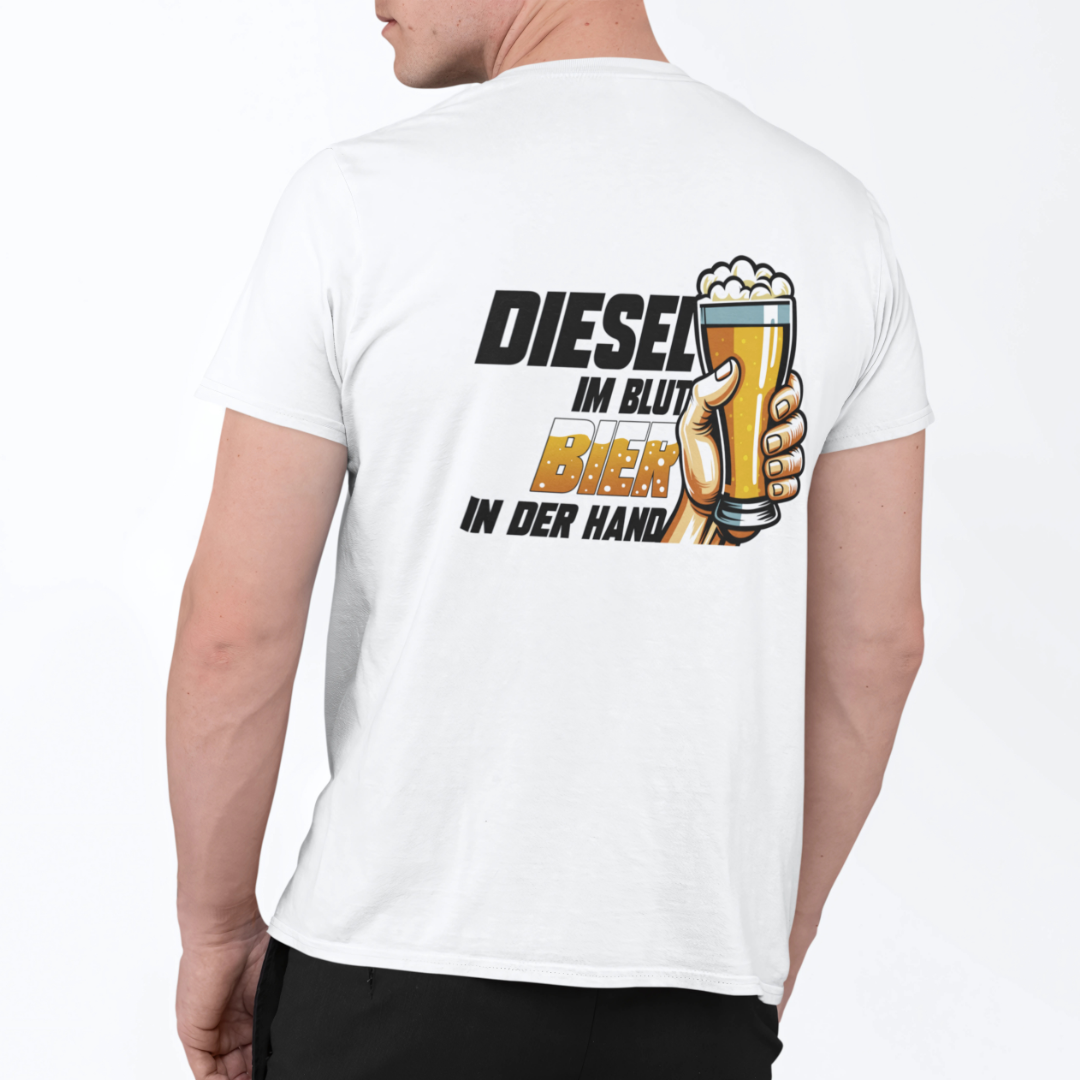 Diesel im Blut Bier in der Hand Rückseite | Premium T Shirt