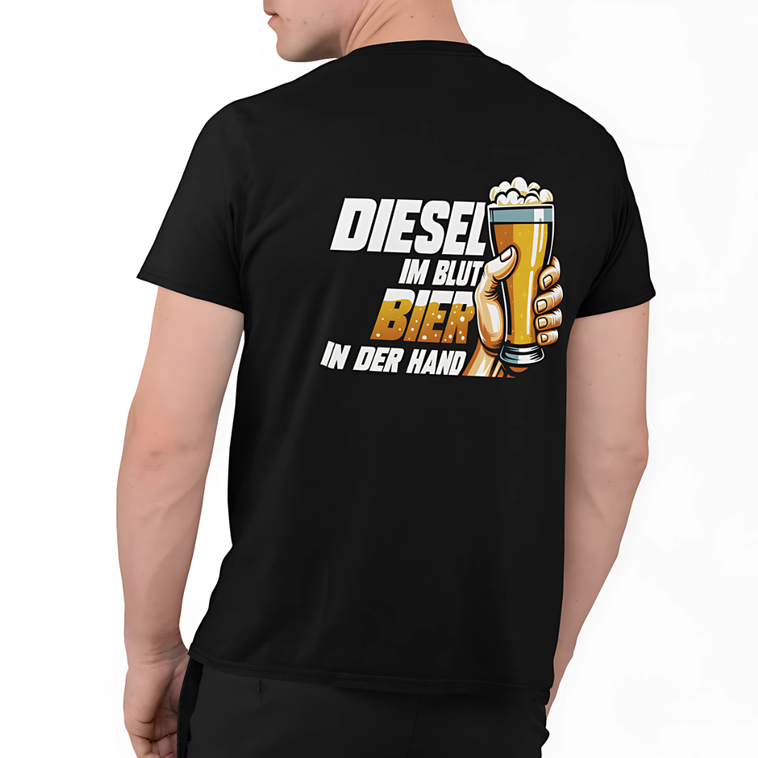 Diesel im Blut Bier in der Hand Rückseite | Premium T Shirt