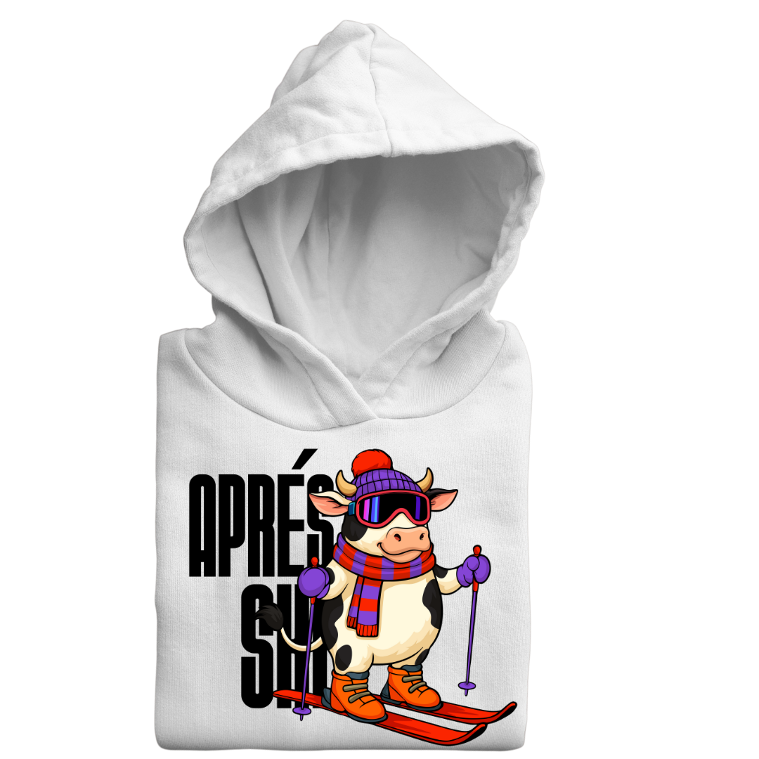 Apres Ski Kuh mit Ski | Premium Hoodie