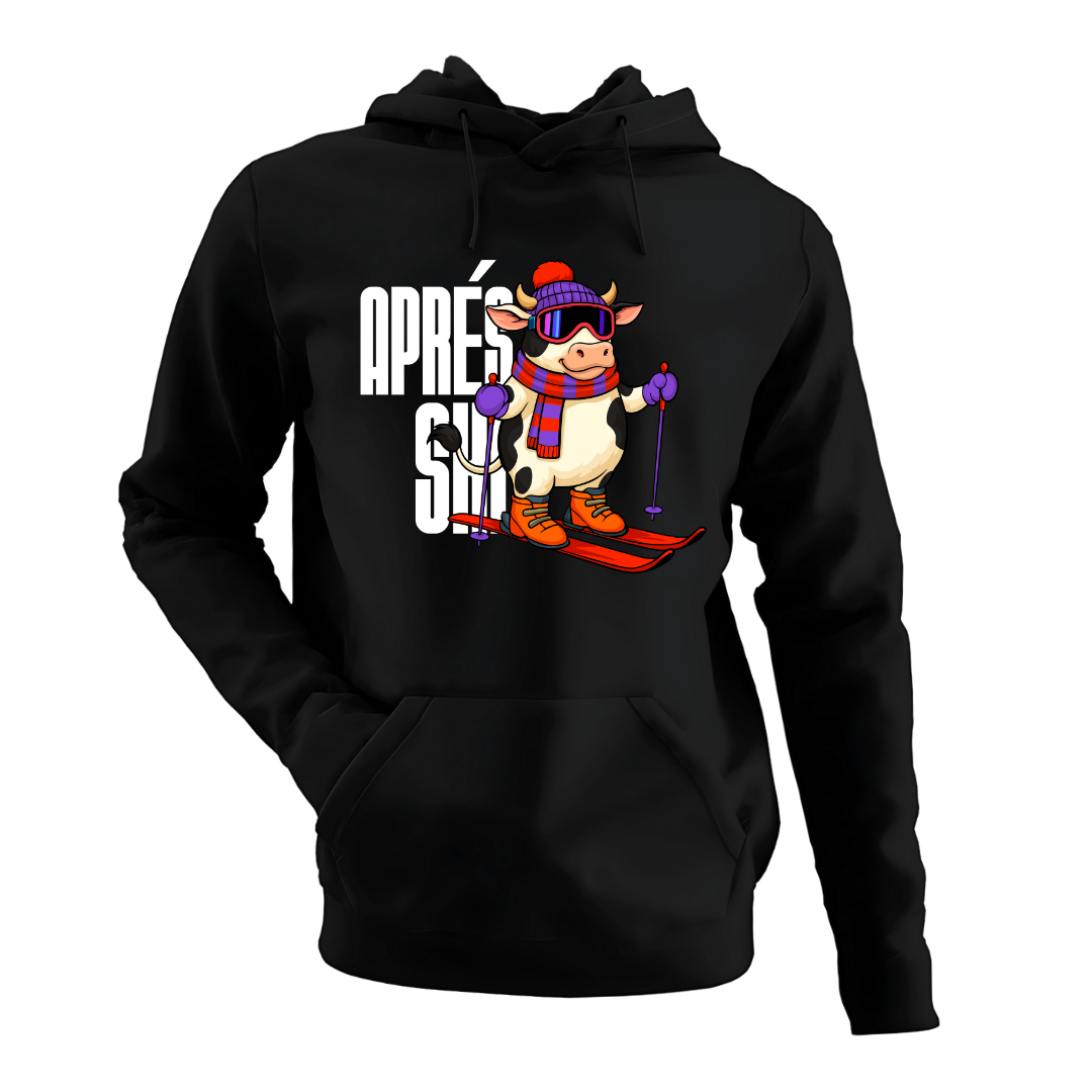 Apres Ski Kuh mit Ski | Premium Hoodie