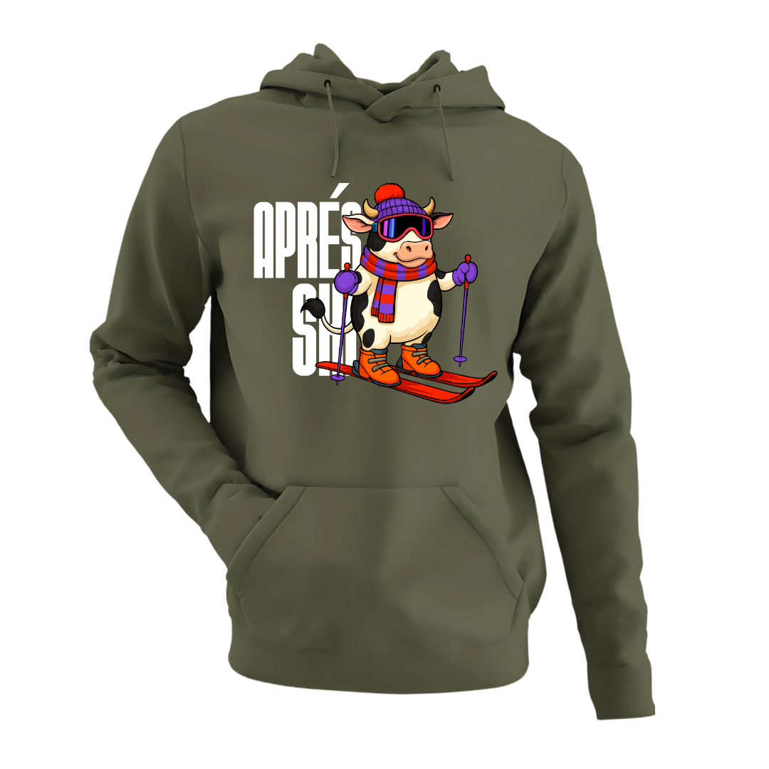 Apres Ski Kuh mit Ski | Premium Hoodie