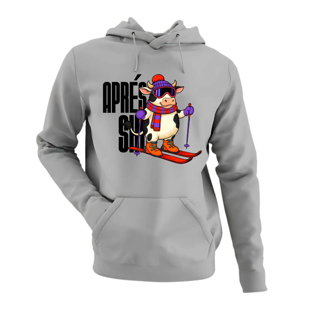 Apres Ski Kuh mit Ski | Premium Hoodie