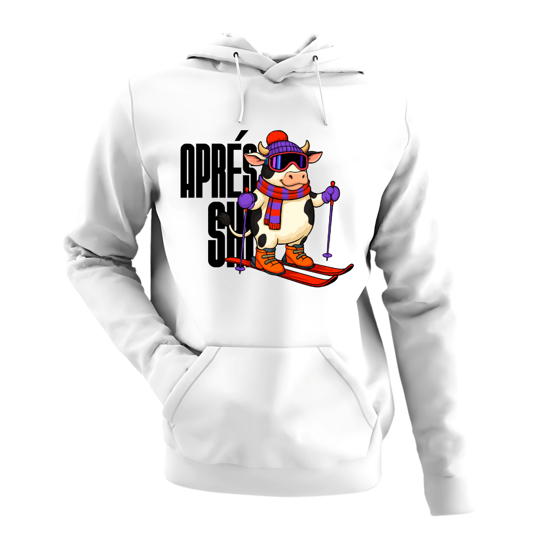 Apres Ski Kuh mit Ski | Premium Hoodie