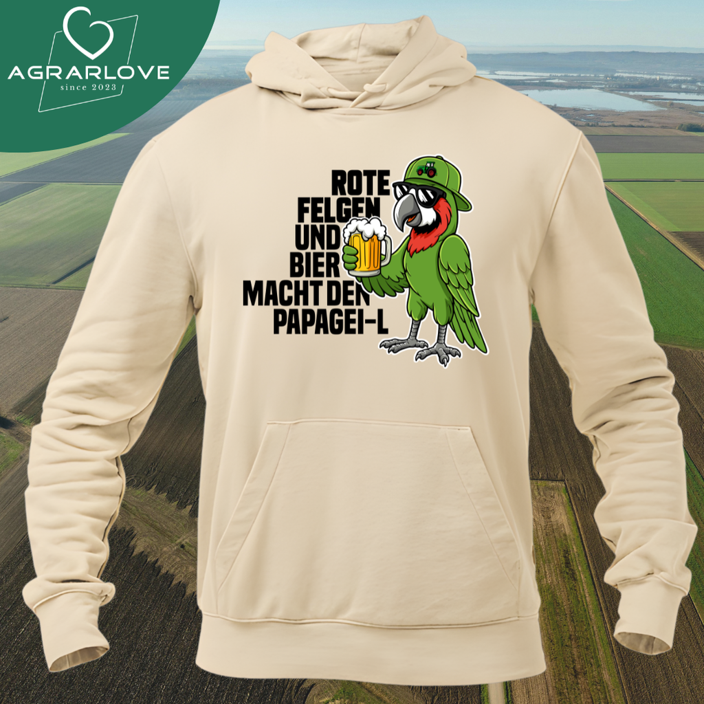 Rote Felgen und Bier macht den Papagei-L | Premium Hoodie