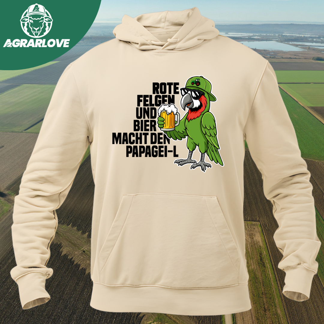 Rote Felgen und Bier macht den Papagei-L | Premium Hoodie