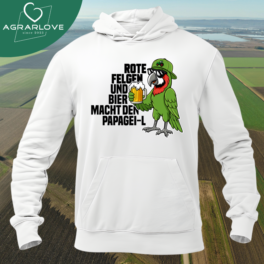 Rote Felgen und Bier macht den Papagei-L | Premium Hoodie