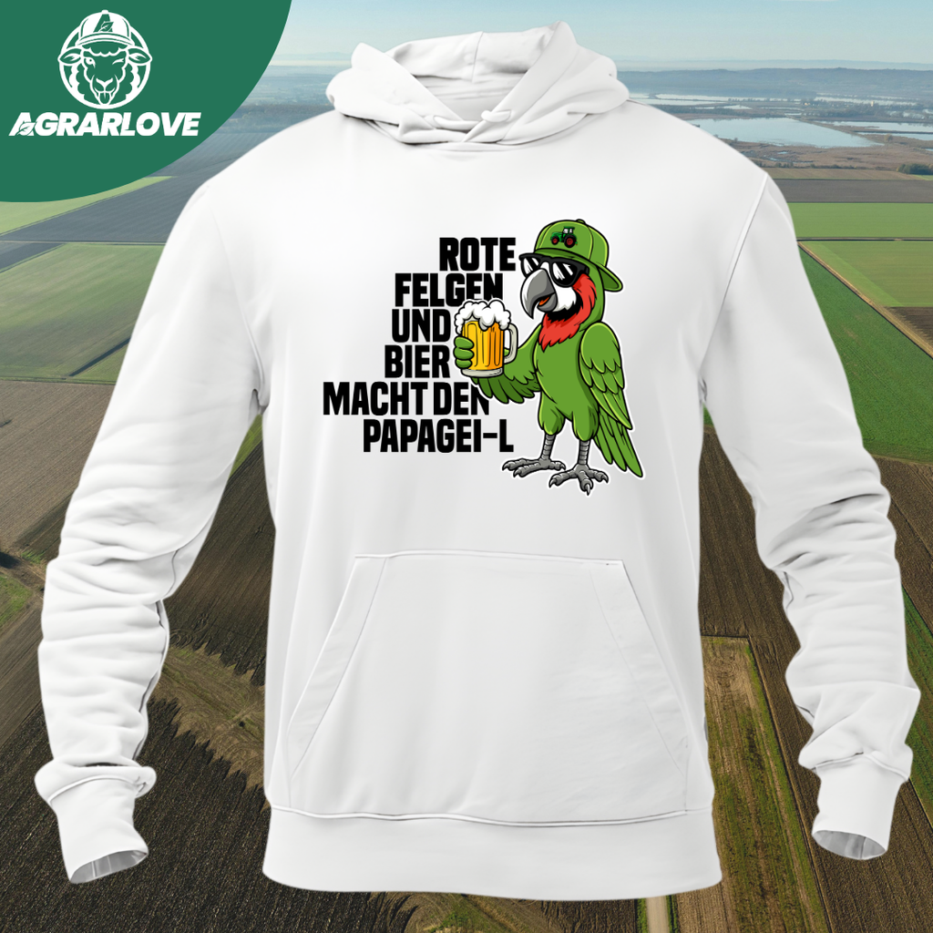 Rote Felgen und Bier macht den Papagei-L | Premium Hoodie