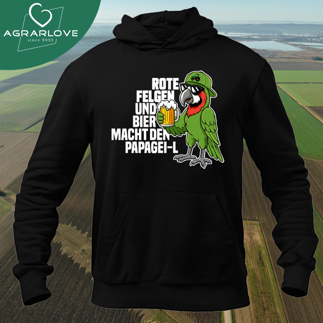 Rote Felgen und Bier macht den Papagei-L | Premium Hoodie