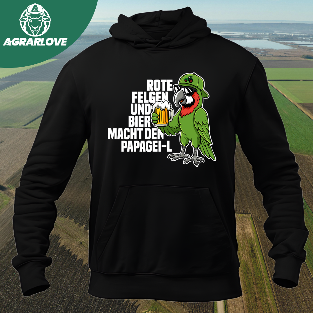 Rote Felgen und Bier macht den Papagei-L | Premium Hoodie