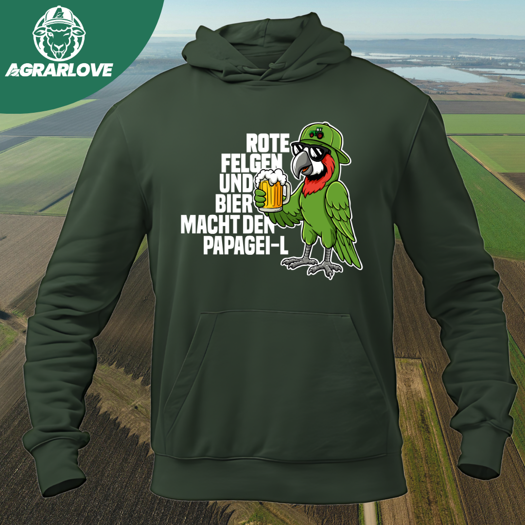 Rote Felgen und Bier macht den Papagei-L | Premium Hoodie