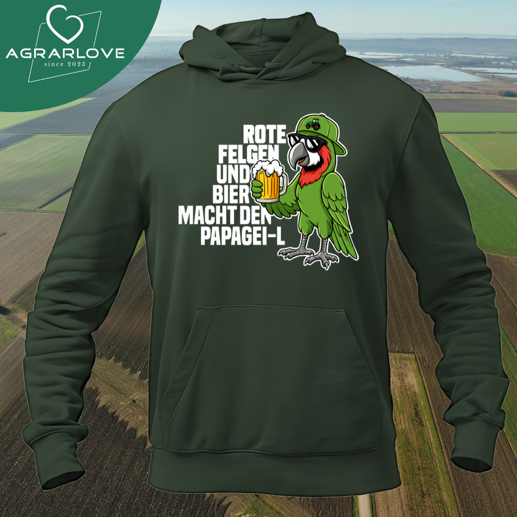 Rote Felgen und Bier macht den Papagei-L | Premium Hoodie