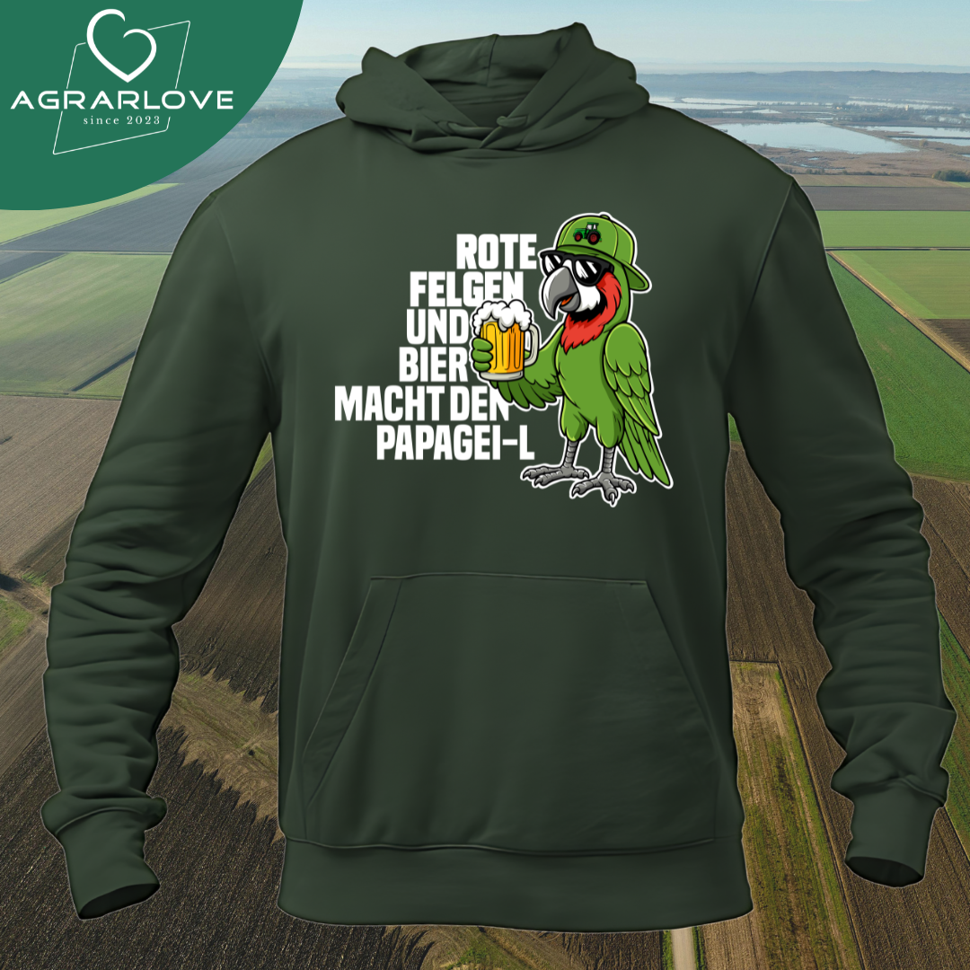 Rote Felgen und Bier macht den Papagei-L | Premium Hoodie