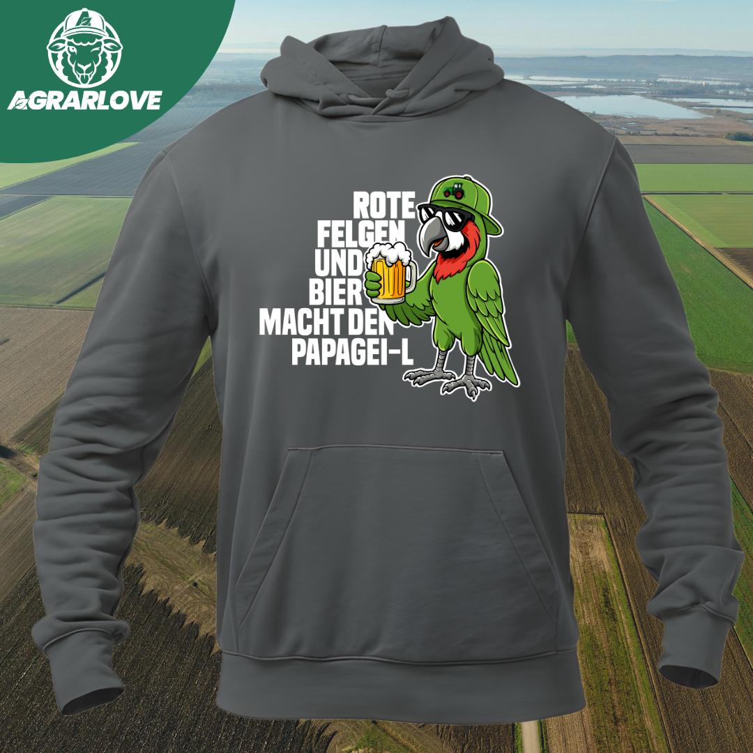 Rote Felgen und Bier macht den Papagei-L | Premium Hoodie