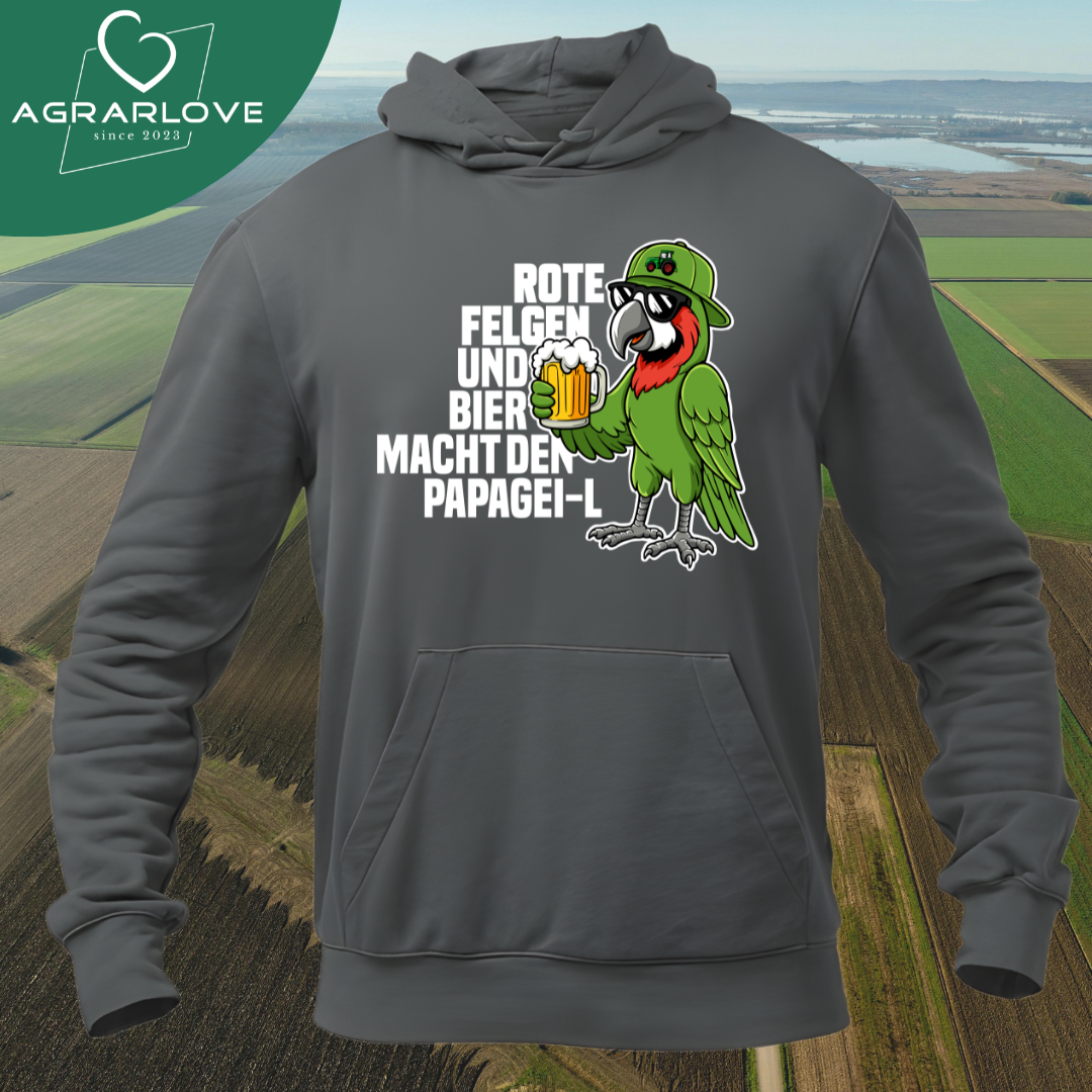 Rote Felgen und Bier macht den Papagei-L | Premium Hoodie