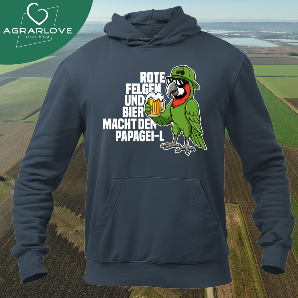 Rote Felgen und Bier macht den Papagei-L | Premium Hoodie