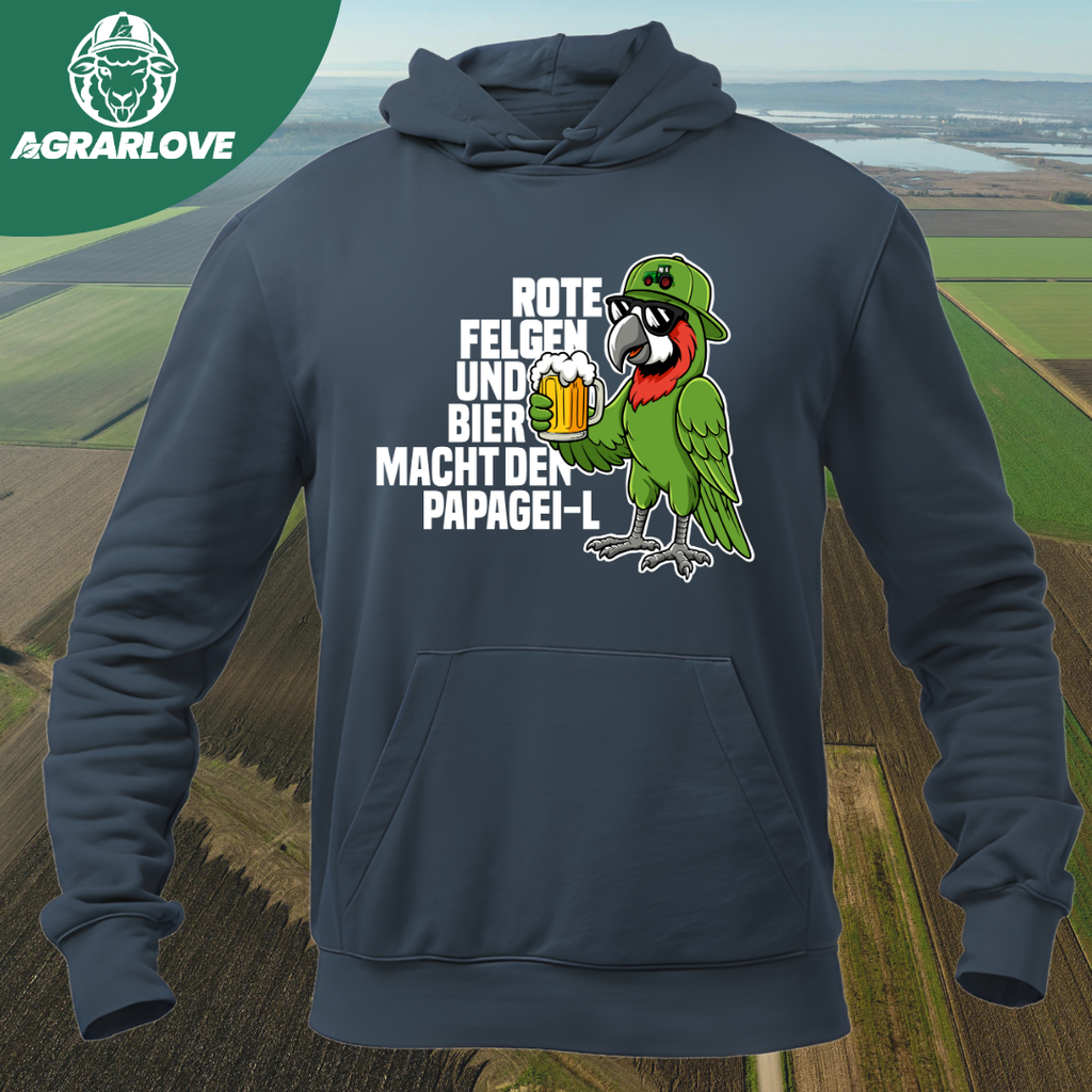 Rote Felgen und Bier macht den Papagei-L | Premium Hoodie