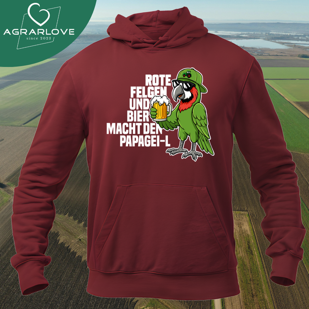 Rote Felgen und Bier macht den Papagei-L | Premium Hoodie