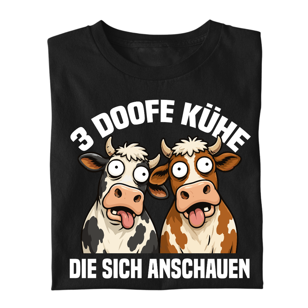 3 Doofe Kühe die sich anschauen | Premium T Shirt