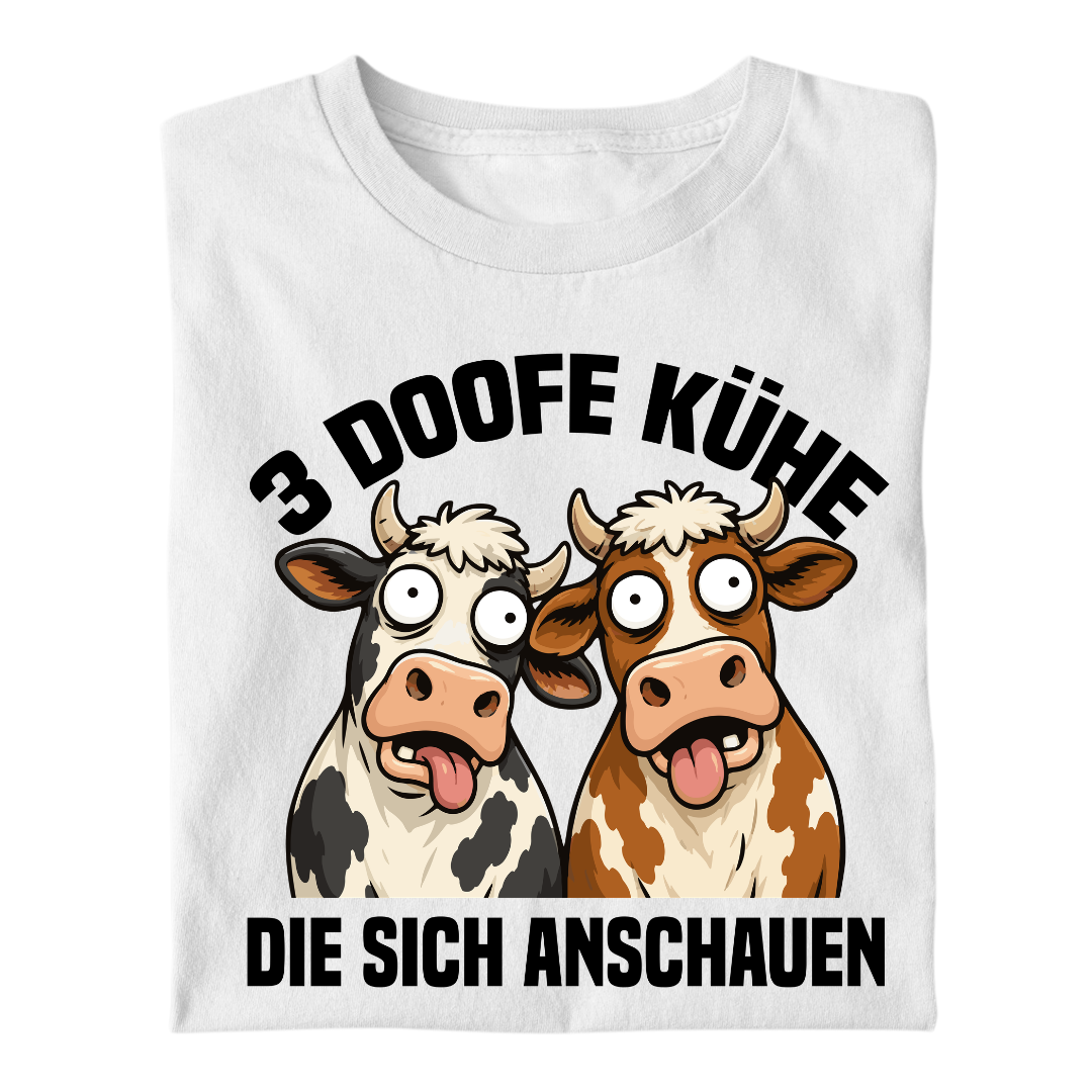 3 Doofe Kühe die sich anschauen | Premium T Shirt