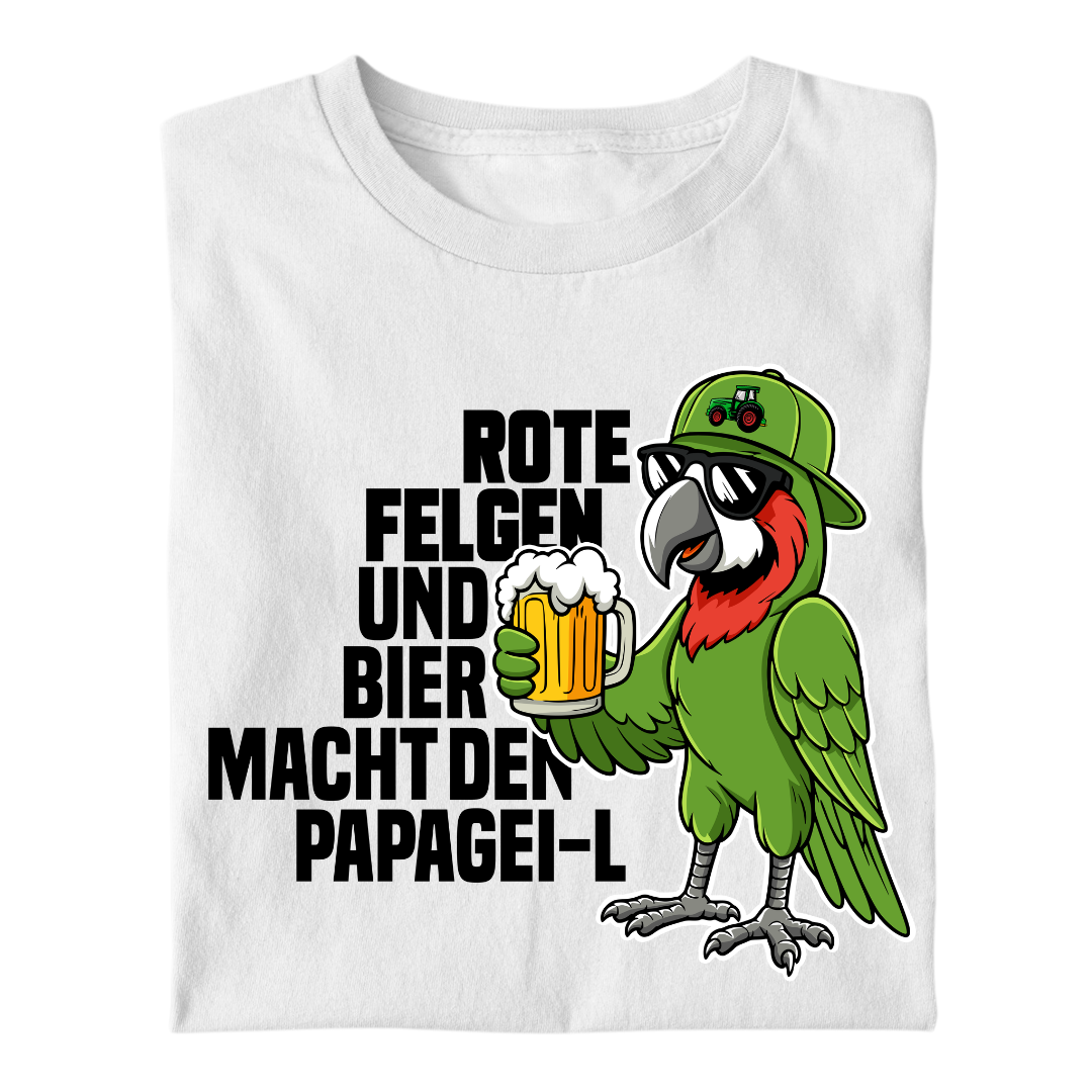 Rote Felgen und Bier macht den Papagei-L | Premium T Shirt