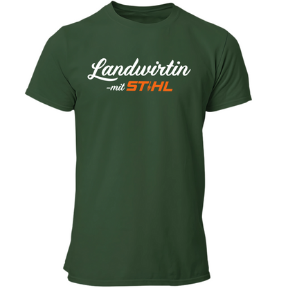 Landwirtin mit Stihl Premium - T-Shirt