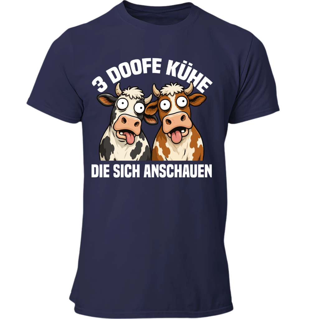 3 Doofe Kühe die sich anschauen | Premium T Shirt