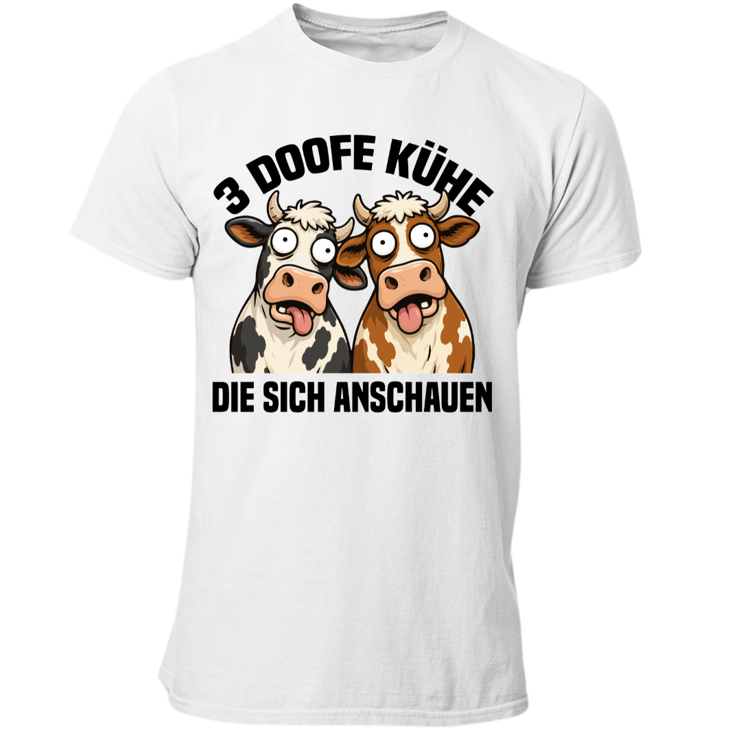 3 Doofe Kühe die sich anschauen | Premium T Shirt