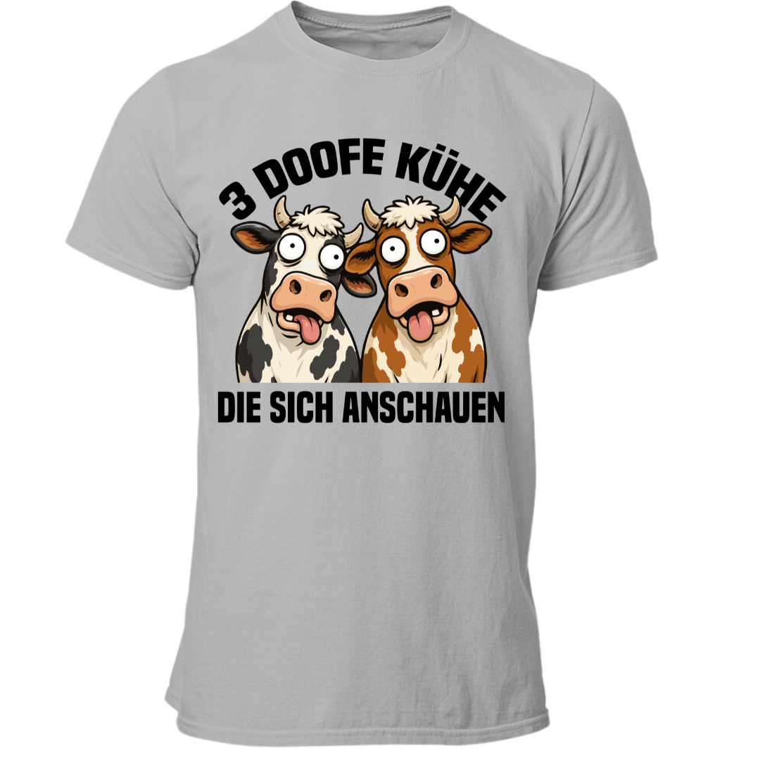 3 Doofe Kühe die sich anschauen | Premium T Shirt