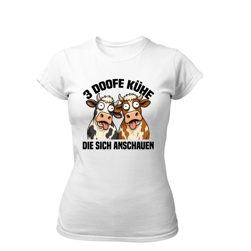 3 Doofe Kühe die sich anschauen | Premium T Shirt Frauen