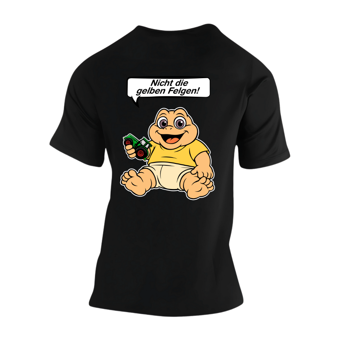 Nicht die Gelben Felgen Dinobaby Rückseite | Premium T Shirt