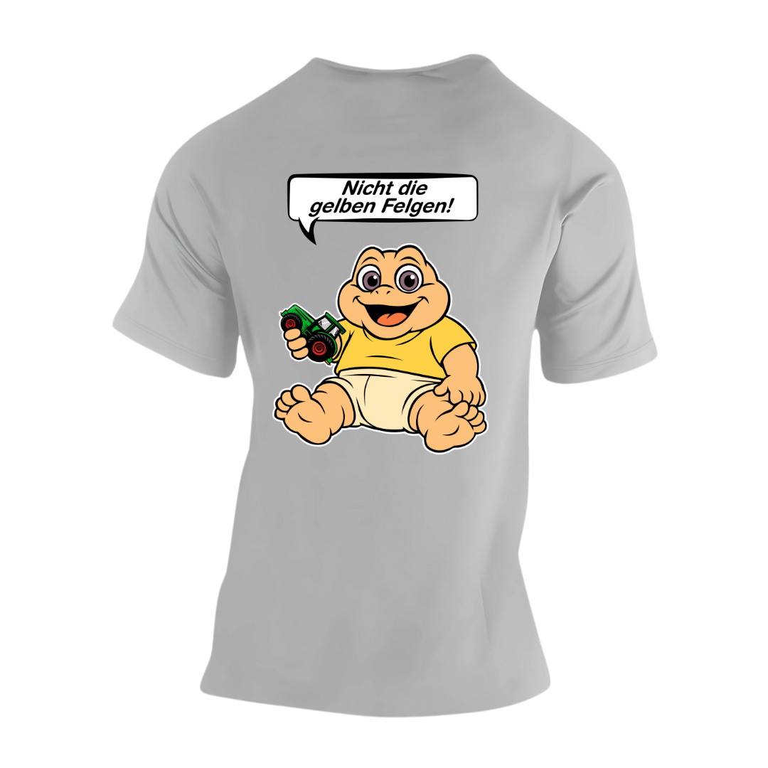 Nicht die Gelben Felgen Dinobaby Rückseite | Premium T Shirt