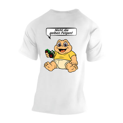 Nicht die Gelben Felgen Dinobaby Rückseite | Premium T Shirt