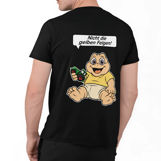 Nicht die Gelben Felgen Dinobaby Rückseite | Premium T Shirt