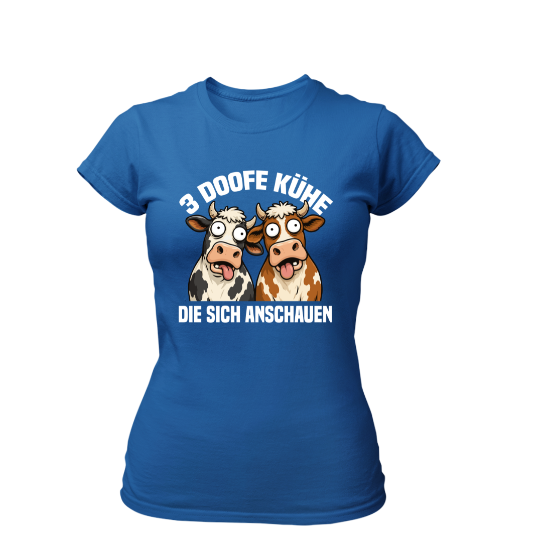 3 Doofe Kühe die sich anschauen | Premium T Shirt Frauen