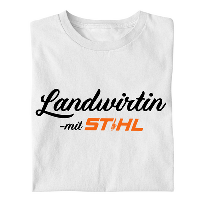 Landwirtin mit Stihl Premium - T-Shirt