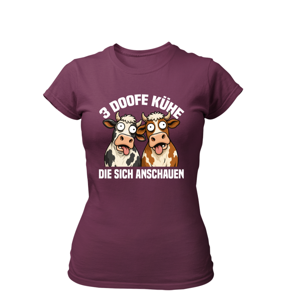 3 Doofe Kühe die sich anschauen | Premium T Shirt Frauen