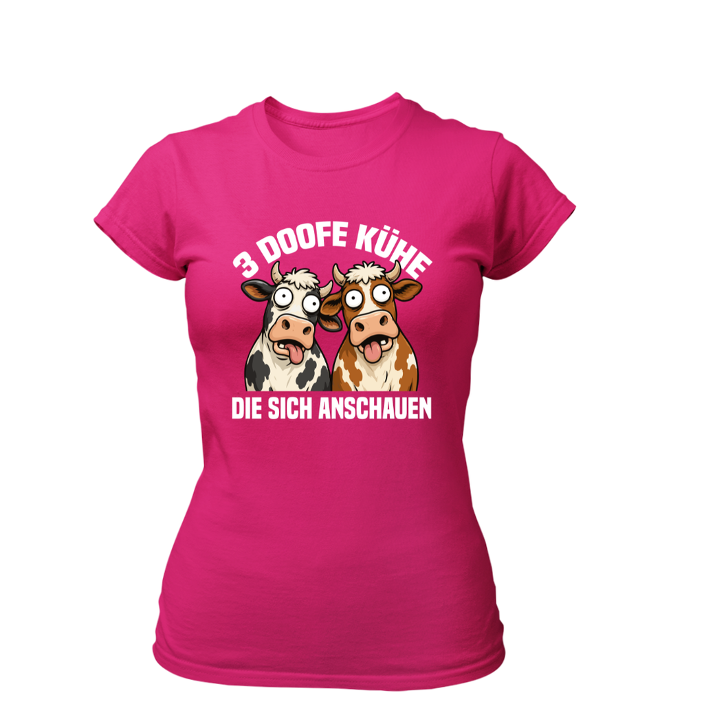 3 Doofe Kühe die sich anschauen | Premium T Shirt Frauen