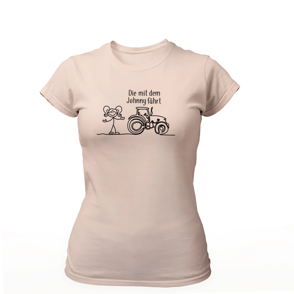 Die mit dem Johnny fährt | Premium T Shirt Frauen