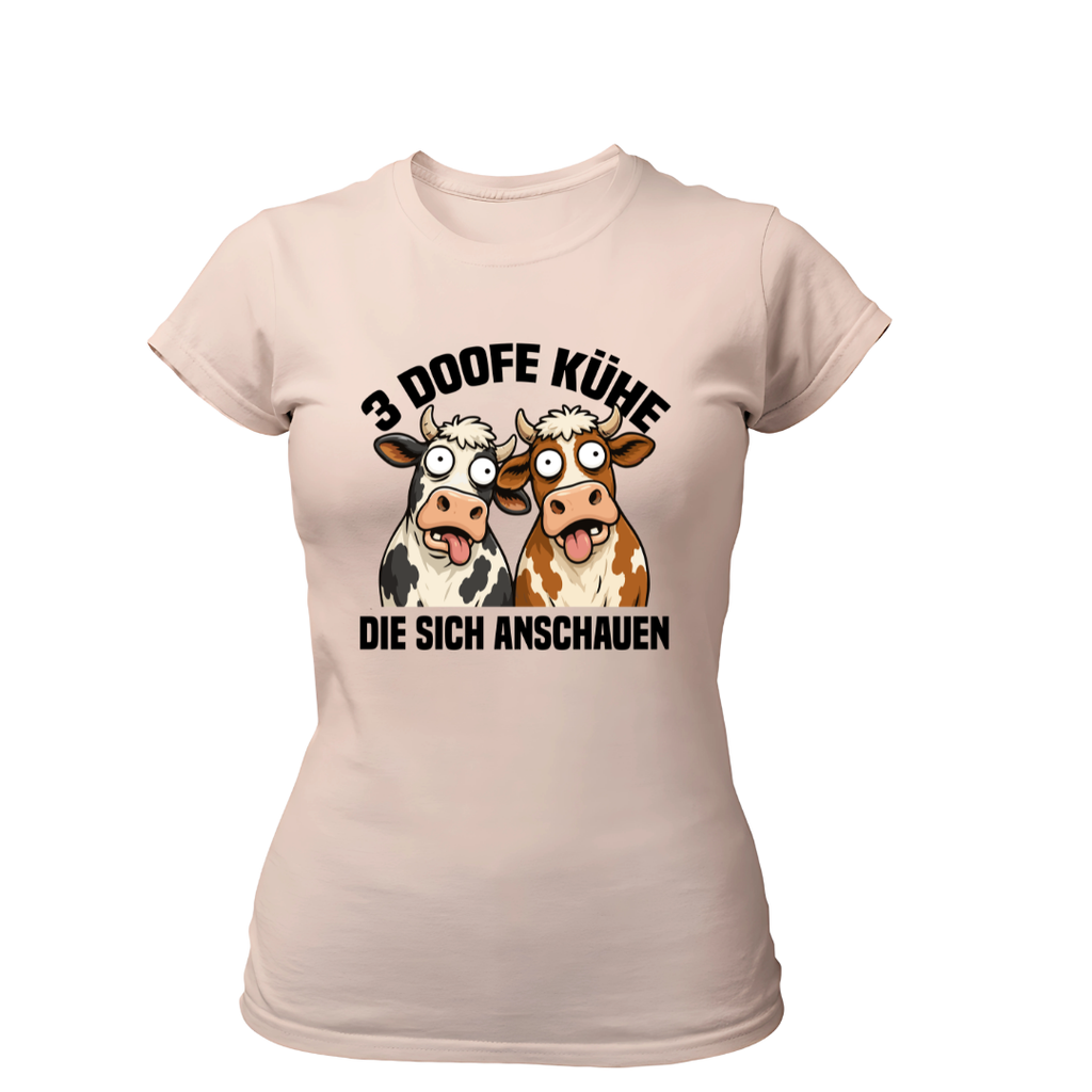 3 Doofe Kühe die sich anschauen | Premium T Shirt Frauen