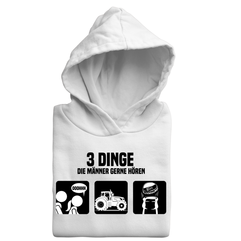 3 Dinge, die Männer gerne hören | Premium Hoodie