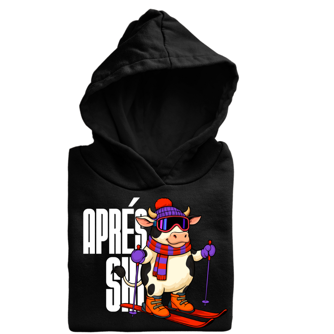 Apres Ski Kuh mit Ski | Premium Hoodie